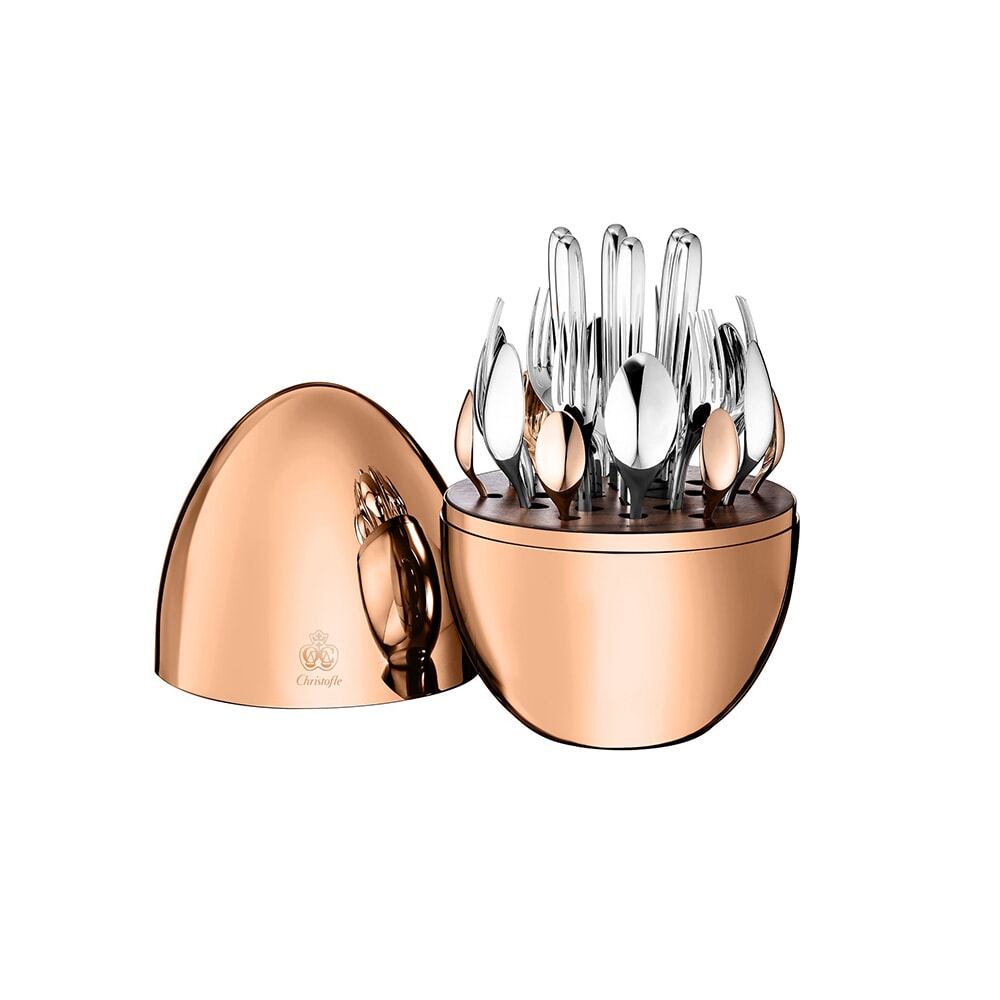 Christofle Mood 24-Piece Silverplated & 18K Rose Gold Storage Capsule